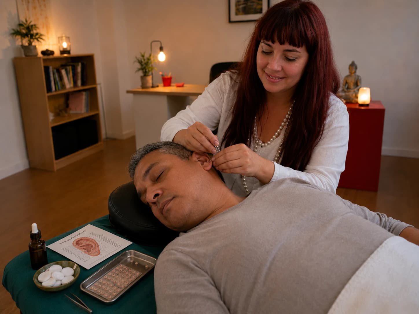 Sessão de auriculoterapia com Lénia Oliveira no espaço de Almada